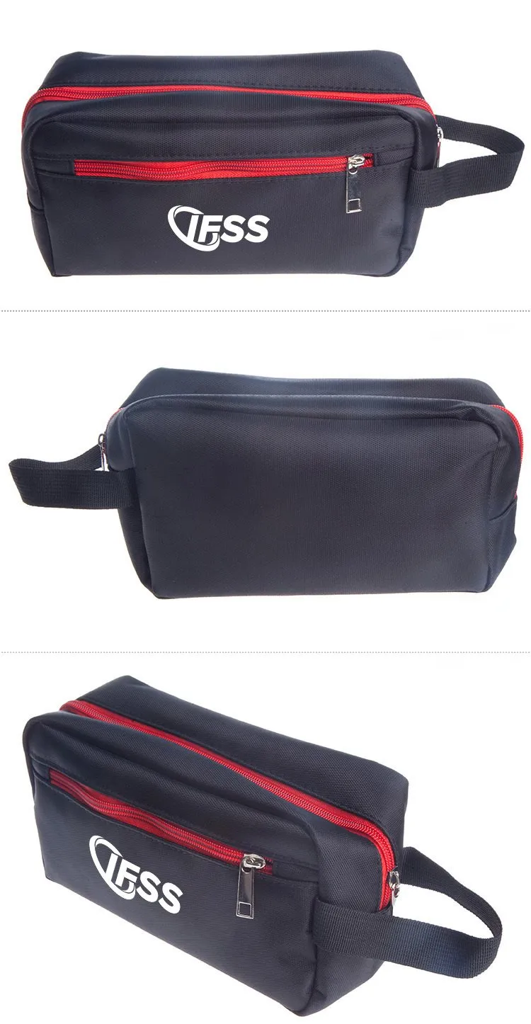 Black Nylon Travel Pouch With Coloured Zips