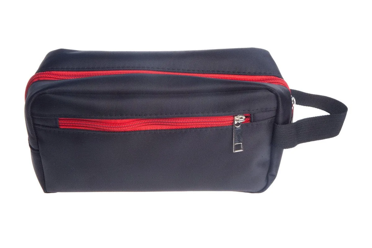 Black Nylon Travel Pouch With Coloured Zips