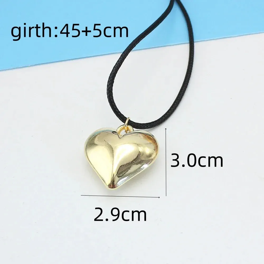 Black Velvet Punk Goth Big Heart Pendant Necklace