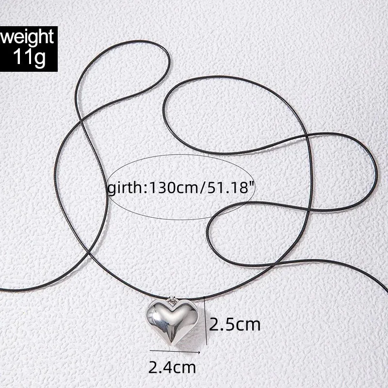 Black Velvet Punk Goth Big Heart Pendant Necklace