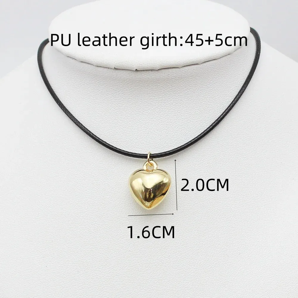 Black Velvet Punk Goth Big Heart Pendant Necklace