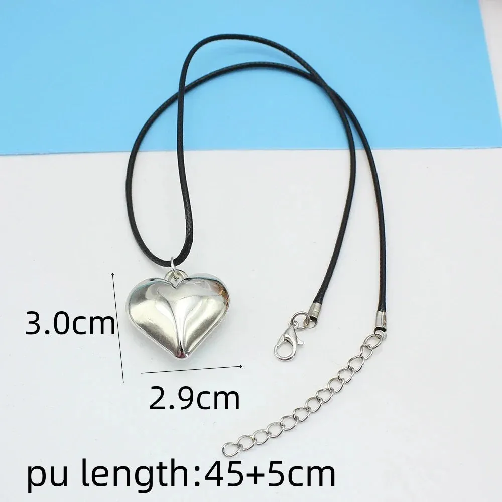 Black Velvet Punk Goth Big Heart Pendant Necklace