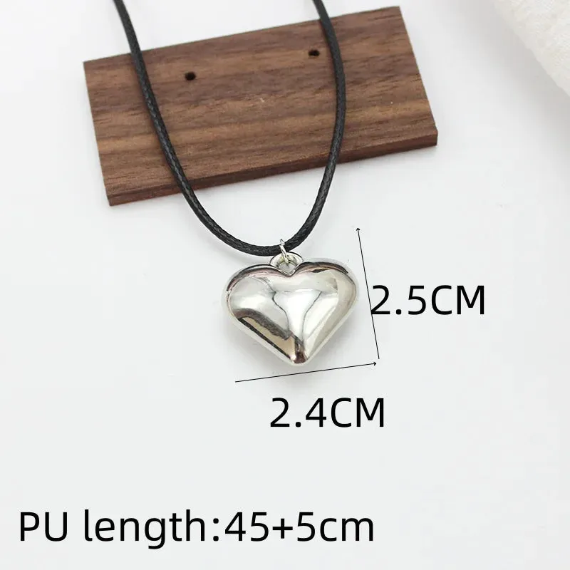 Black Velvet Punk Goth Big Heart Pendant Necklace