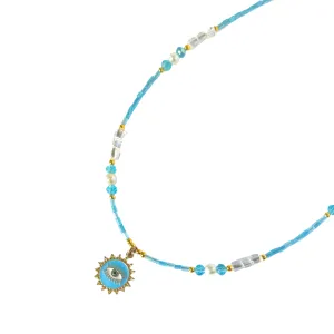 Blue Evil Eye Beaded Choker