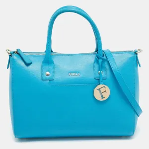 Blue Leather Linda Satchel