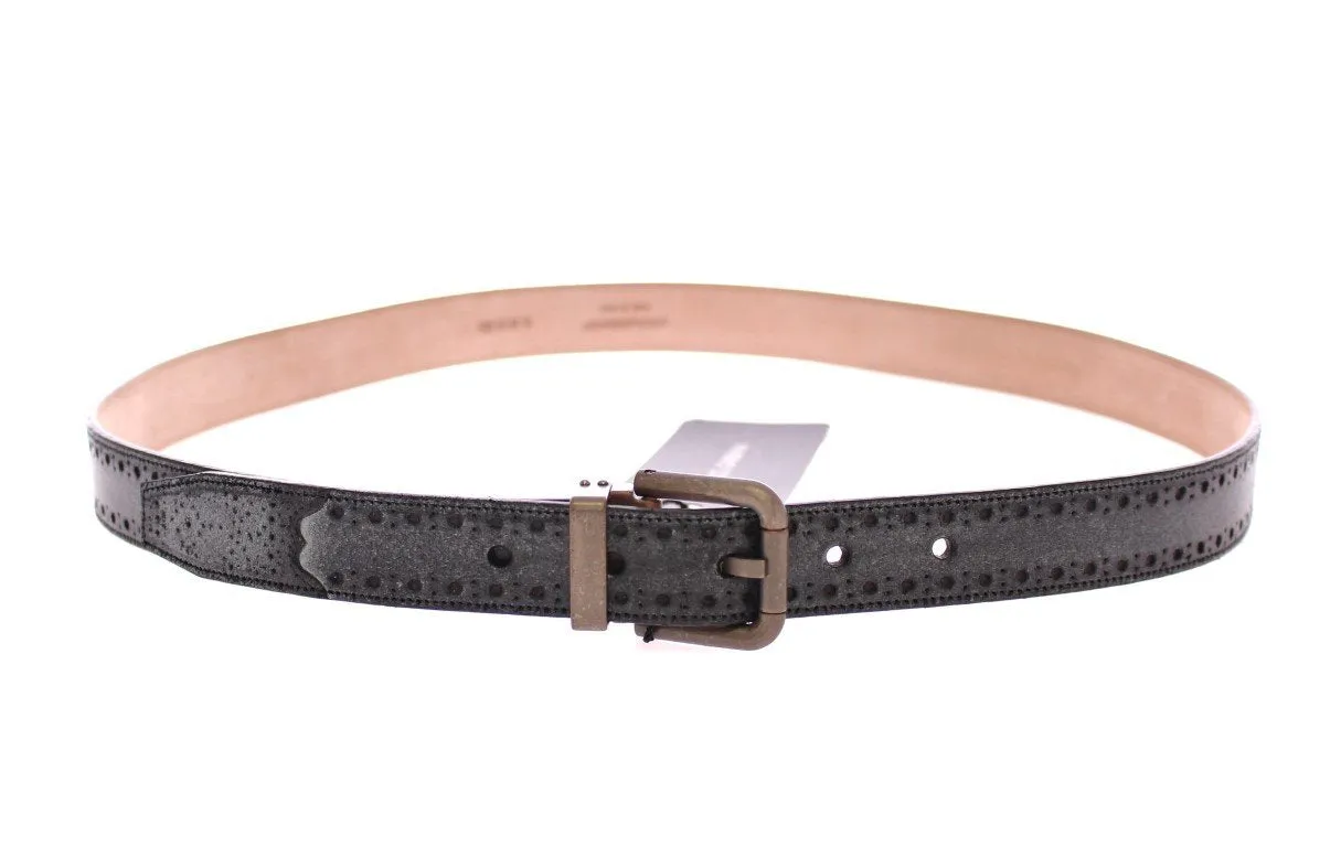 Blue Leather Logo Belt
