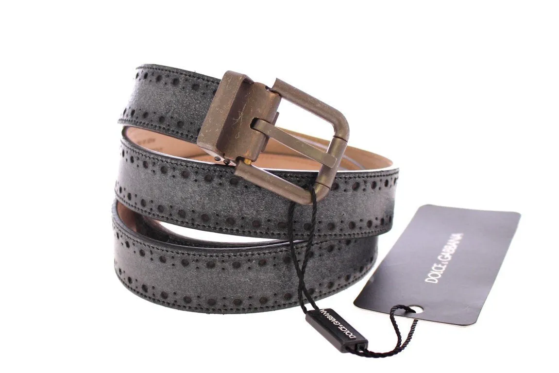 Blue Leather Logo Belt