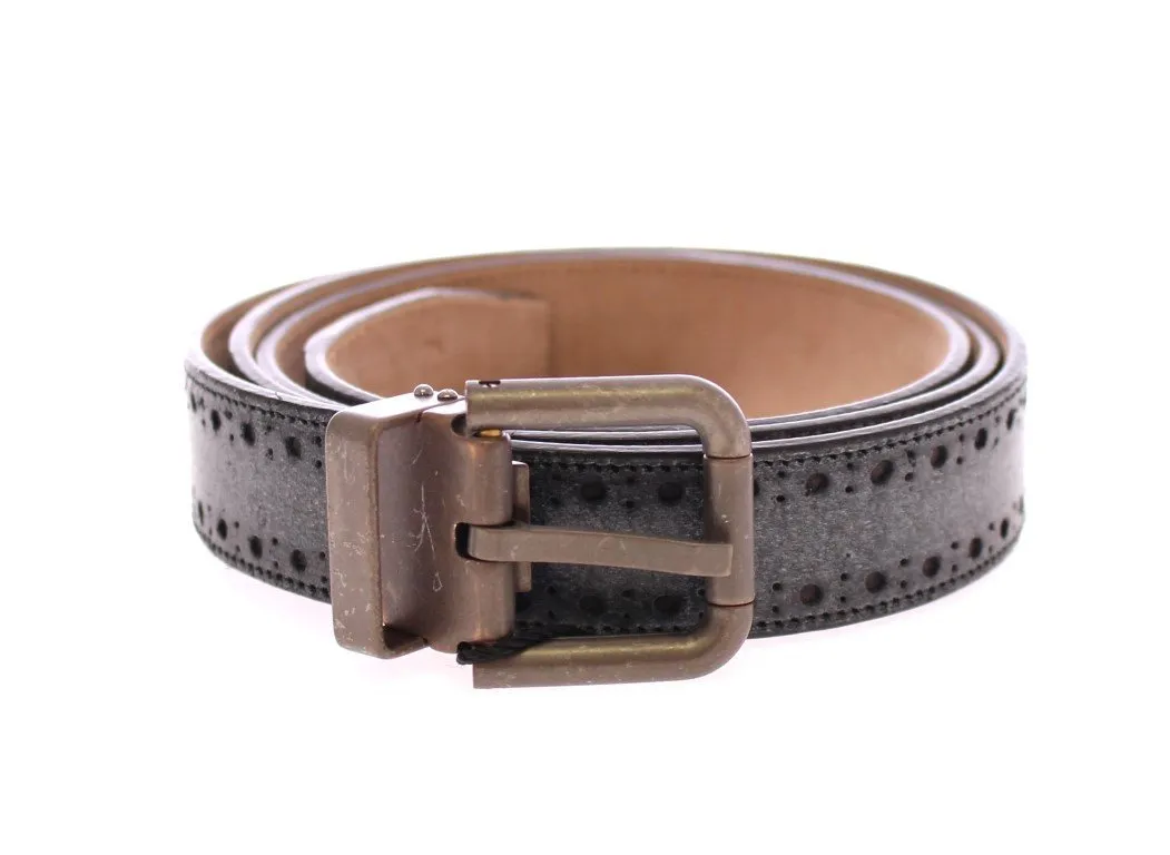Blue Leather Logo Belt