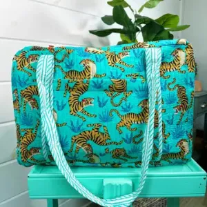 Blue Quilted Duffle Bag