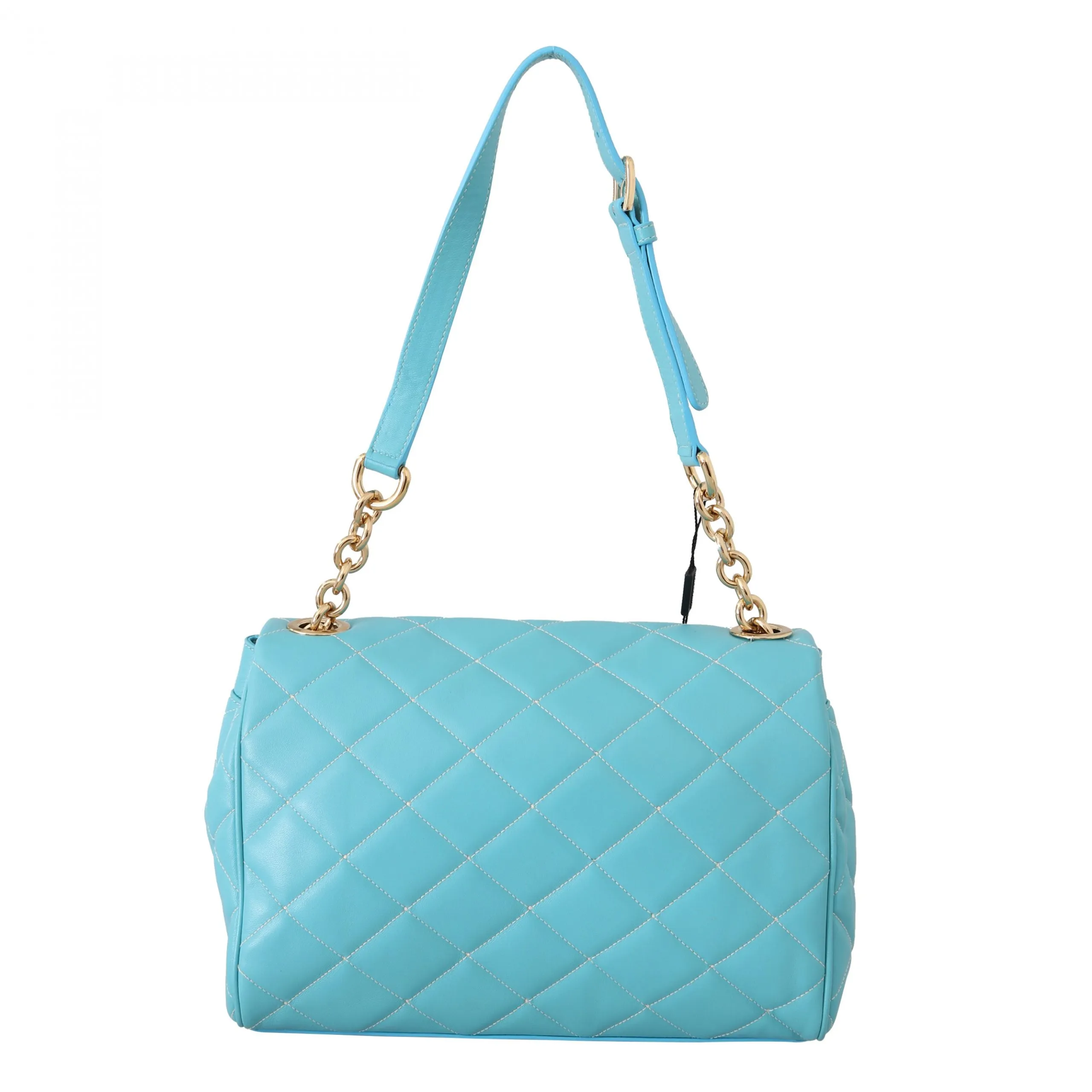 Blue Quilted Leather Hand Shoulder Satchel Purse