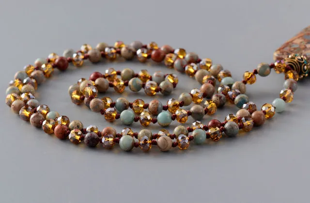 Bohemian Necklace Natural Stones Crystal