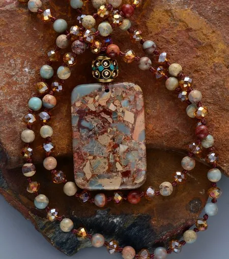 Bohemian Necklace Natural Stones Crystal