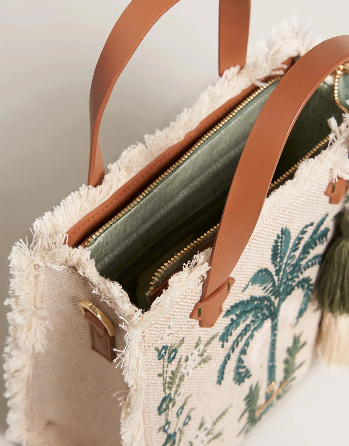 Boho Fringe Satchel Crossbody Alljoy Landing Palm Tree: 495919