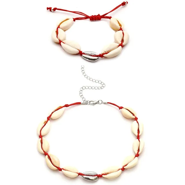 Boho Seashells Collar Choker Necklace