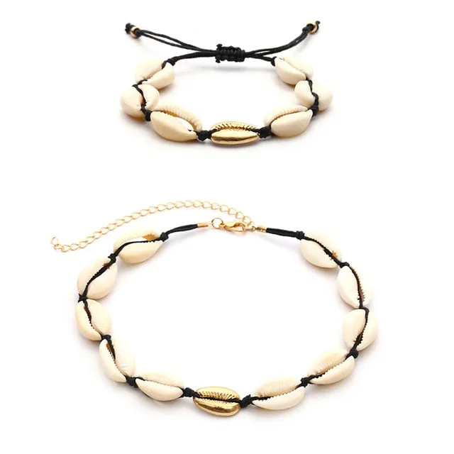 Boho Seashells Collar Choker Necklace
