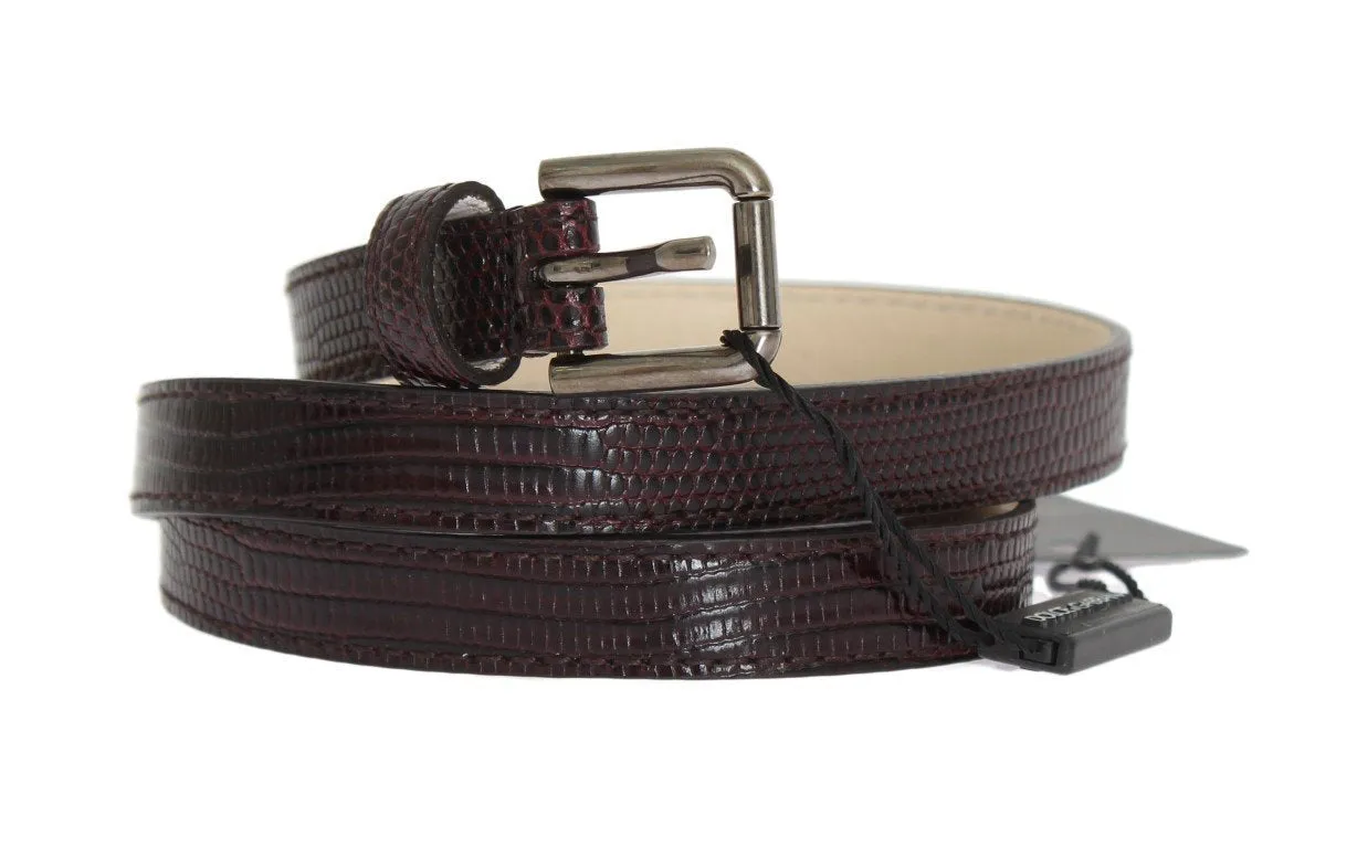 Bordeaux Leather Silver Buckle Belt