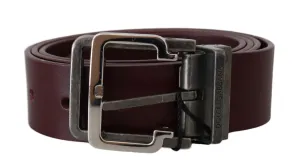 Bordeaux Leather Silver Metal Buckle Belt