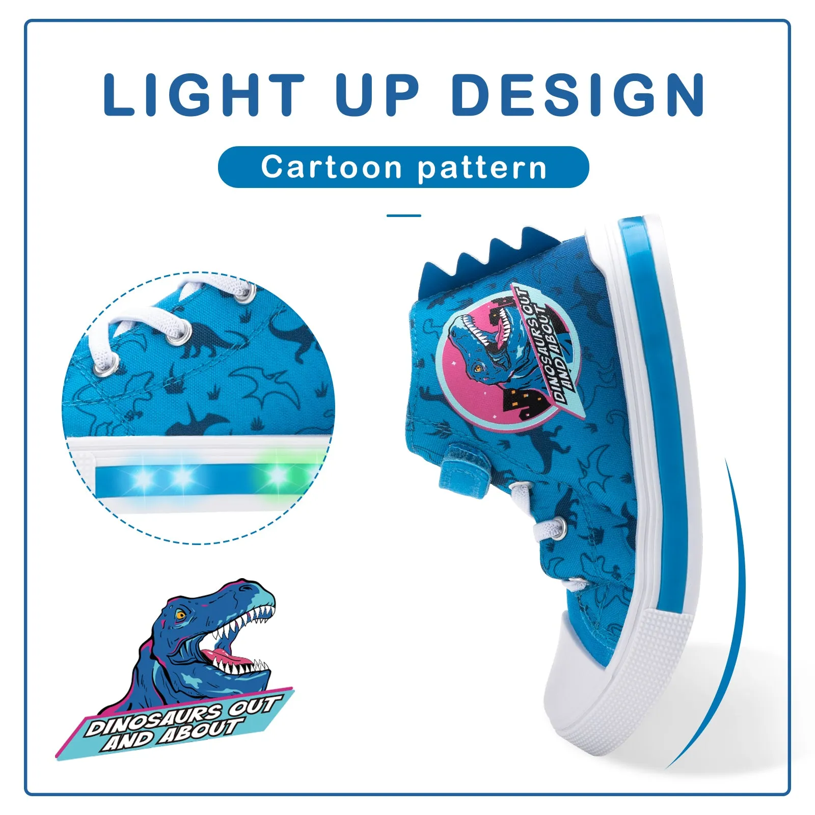 Boys Light Up High Top Canvas Sneakers