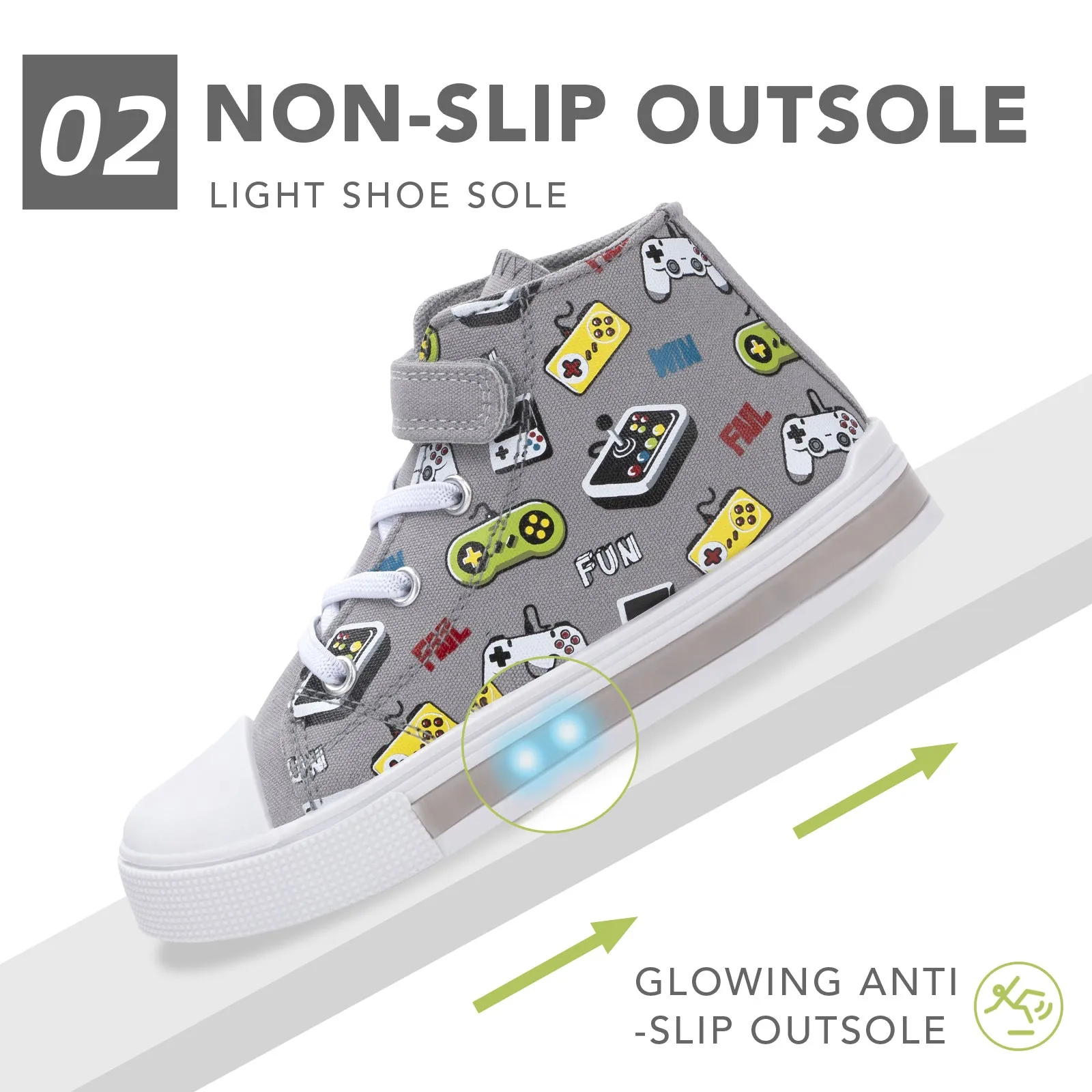 Boys Lightweight High Top Kids Canvas Shoes