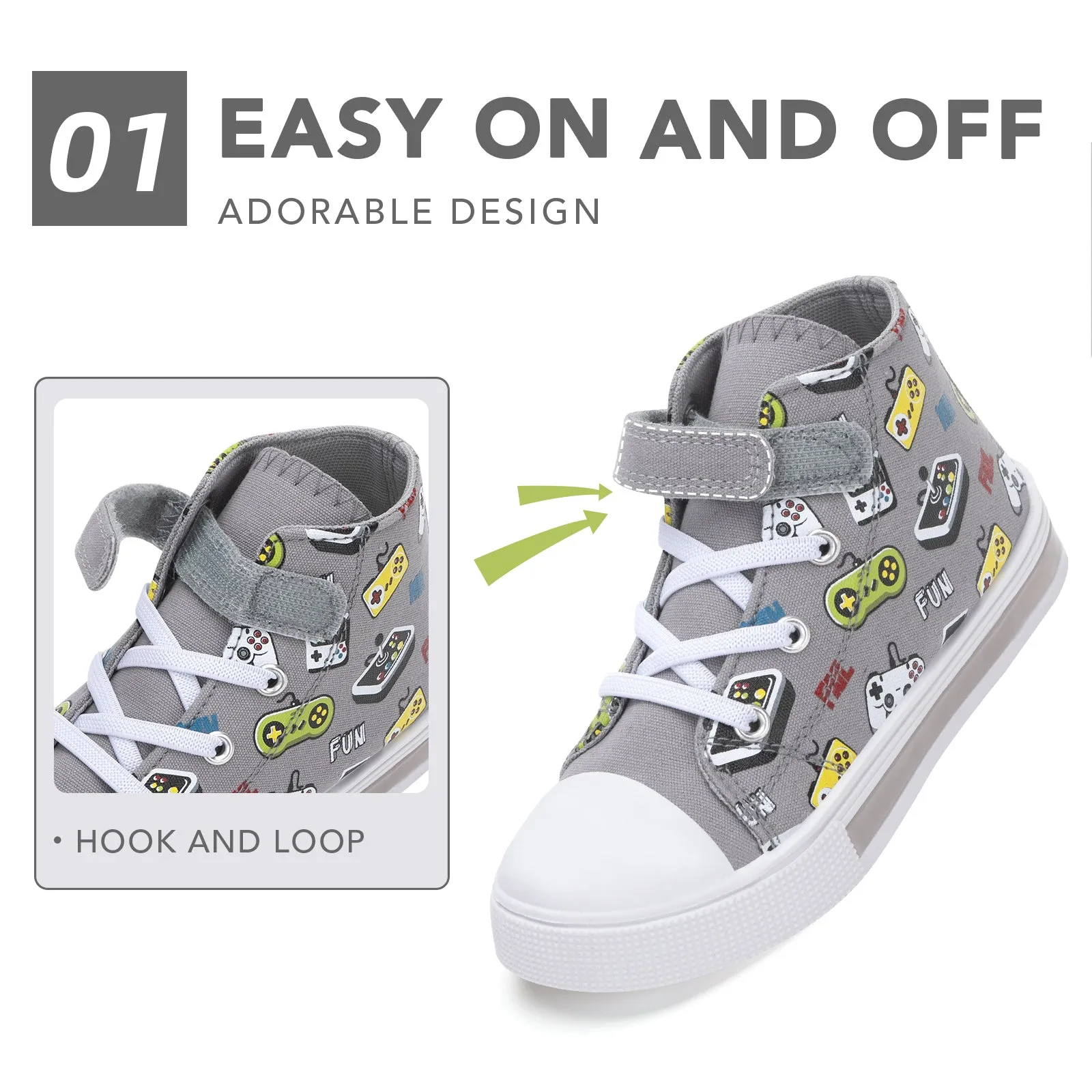 Boys Lightweight High Top Kids Canvas Shoes