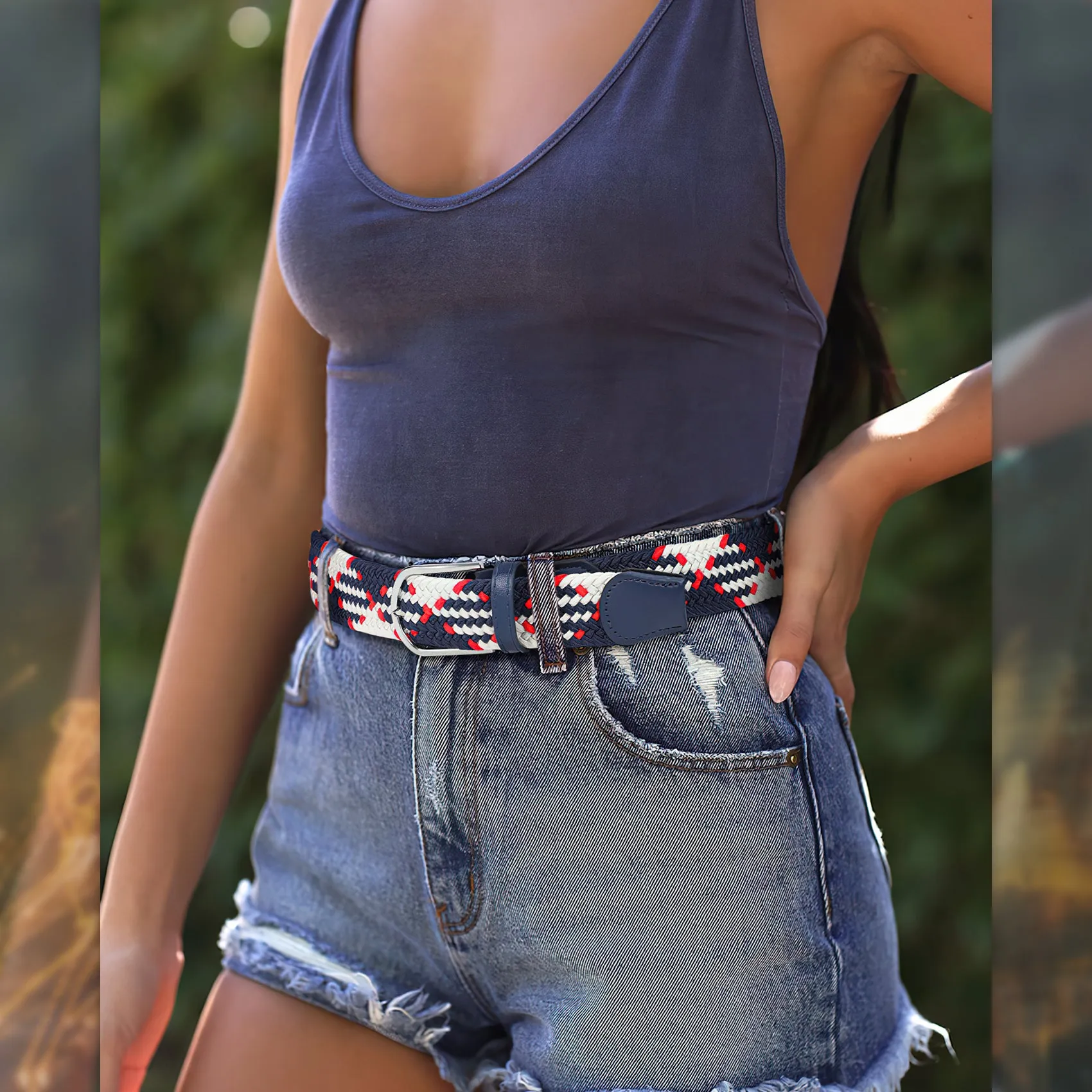 Braided Elastic Belt for Men Women Junior-Woven Canvas Stretch Belts
