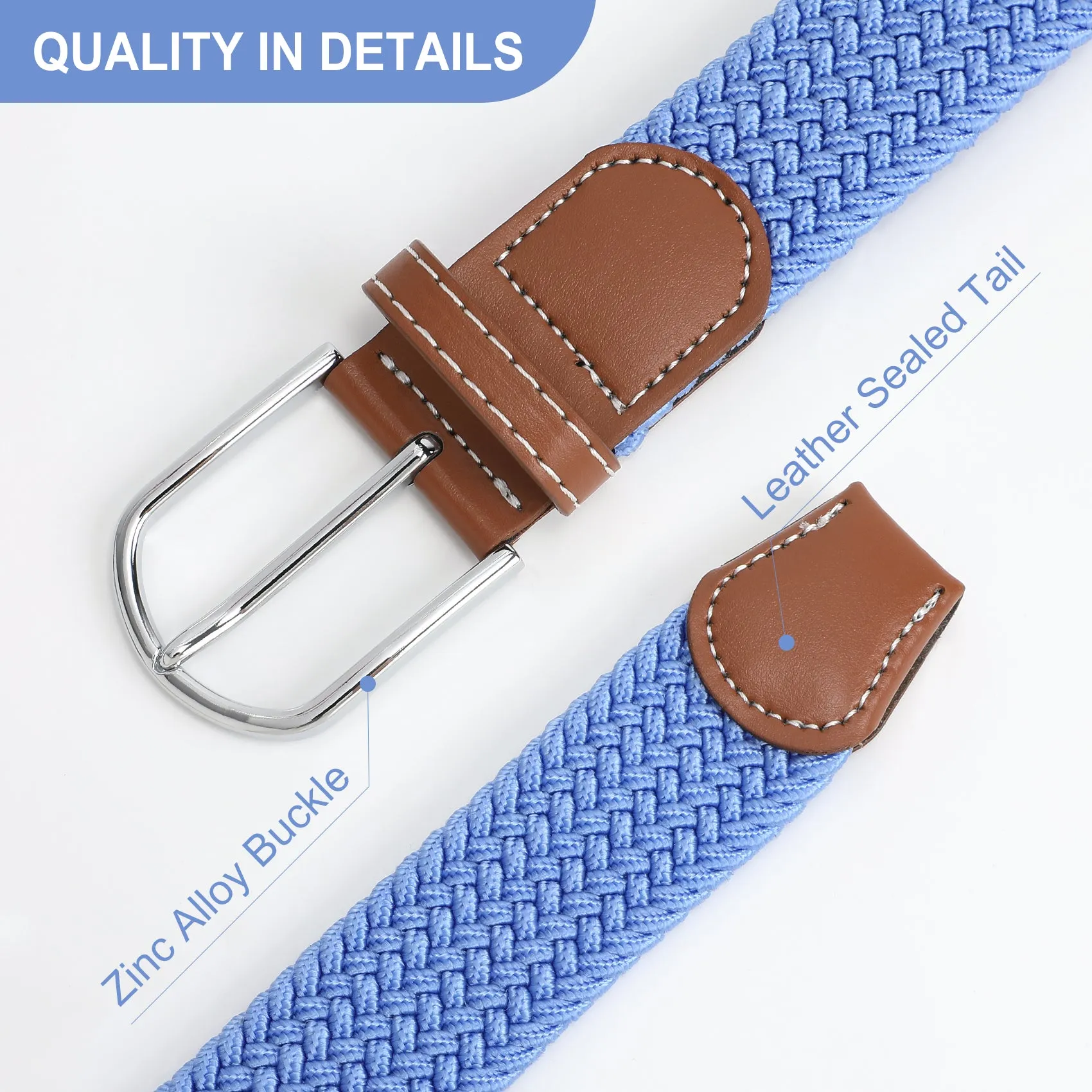 Braided Elastic Belt for Men Women Junior-Woven Canvas Stretch Belts