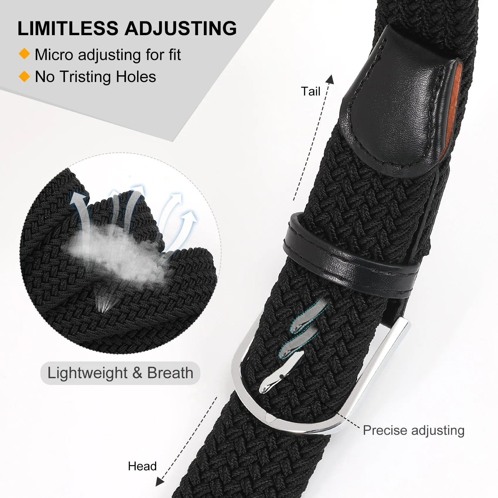 Braided Elastic Belt for Men Women Junior-Woven Canvas Stretch Belts