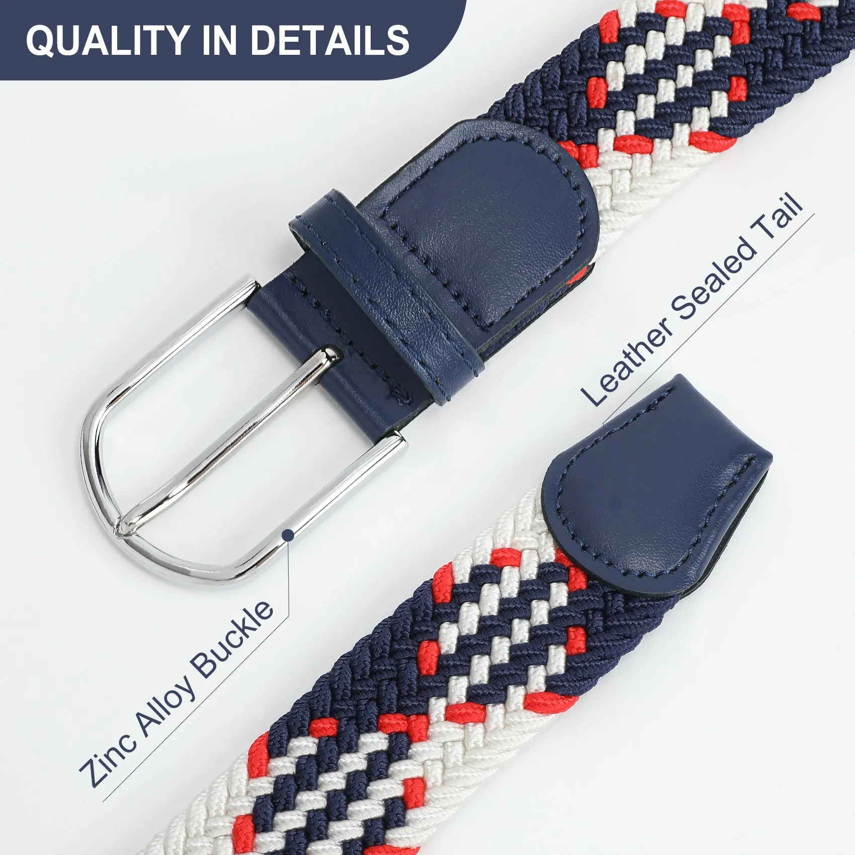 Braided Elastic Belt for Men Women Junior-Woven Canvas Stretch Belts