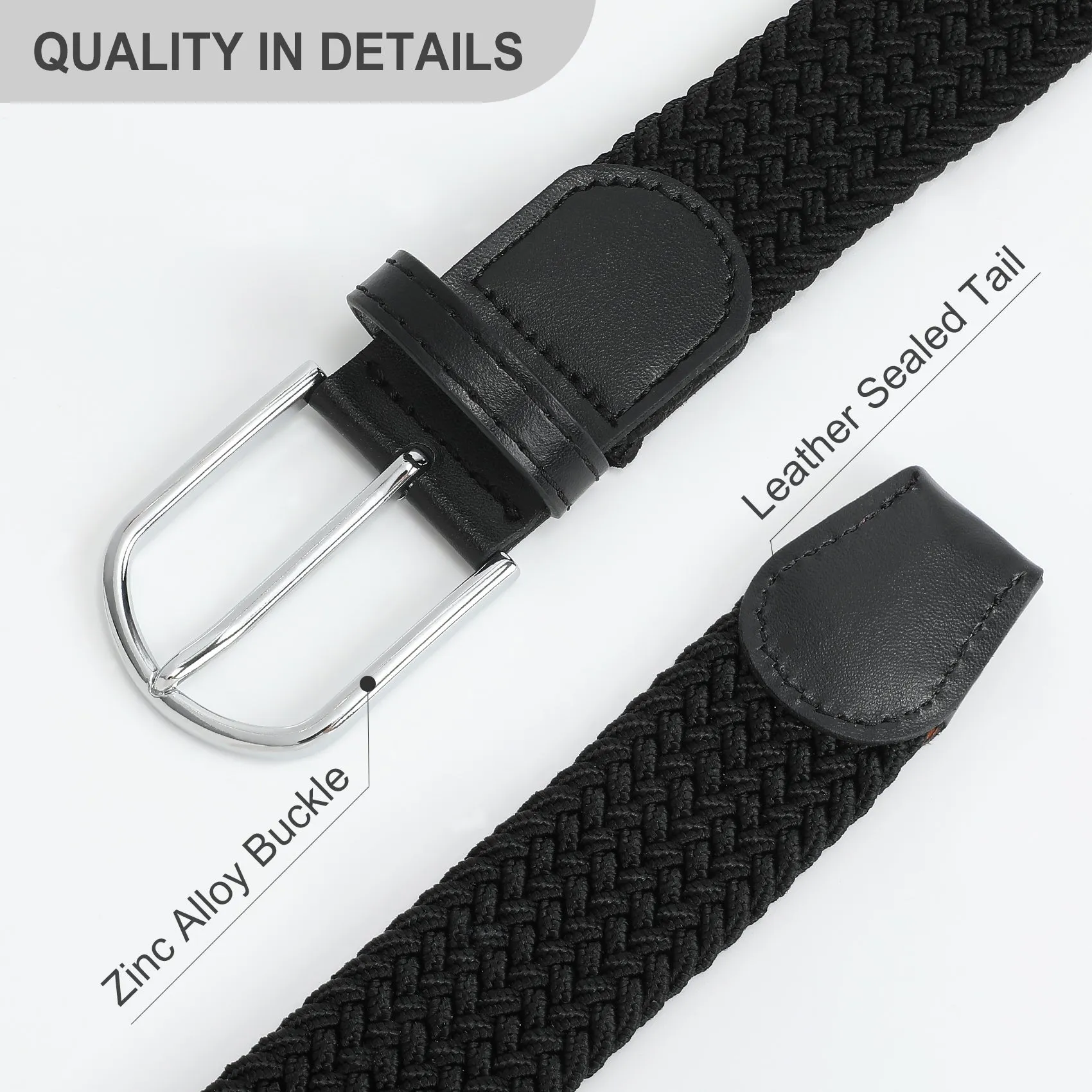 Braided Elastic Belt for Men Women Junior-Woven Canvas Stretch Belts