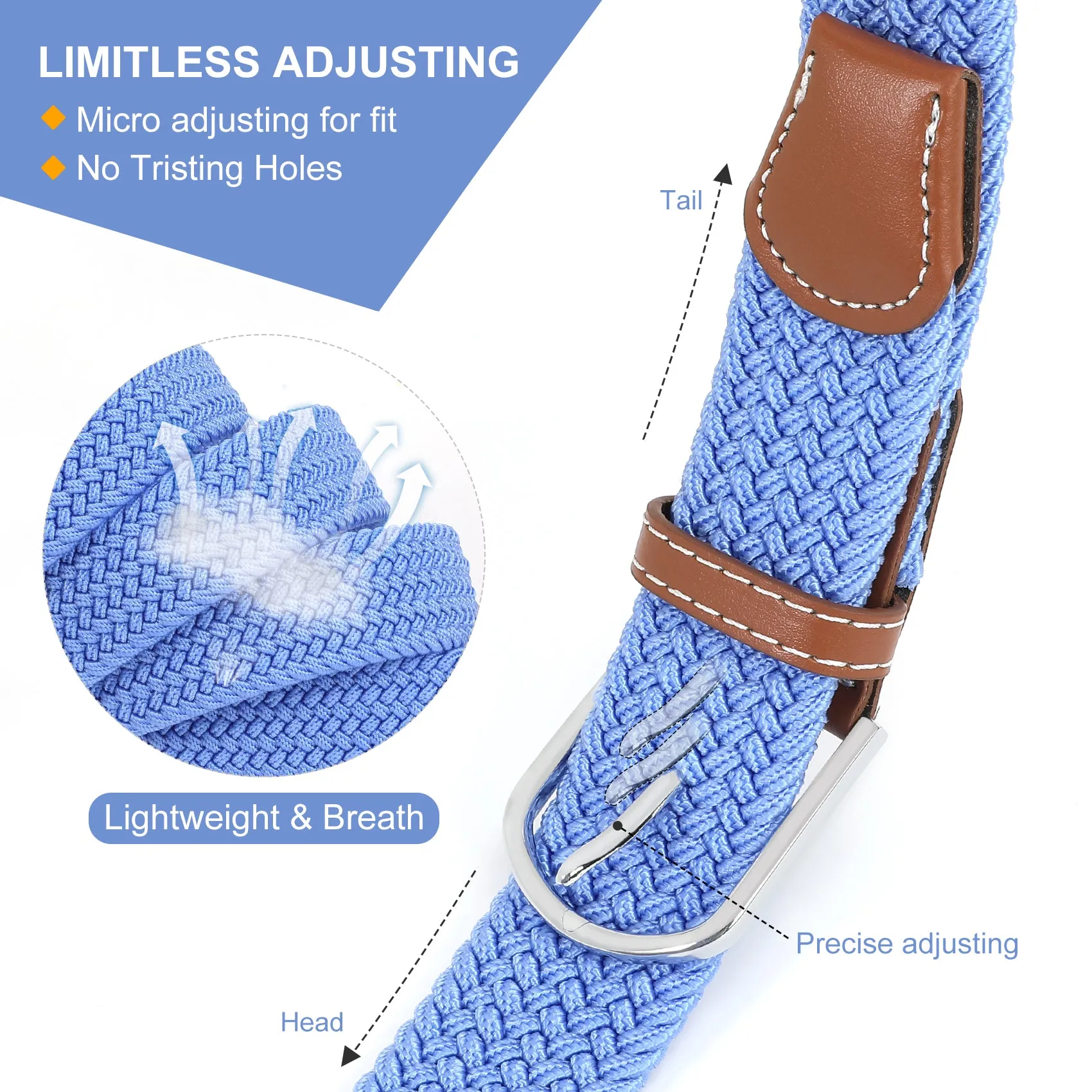 Braided Elastic Belt for Men Women Junior-Woven Canvas Stretch Belts