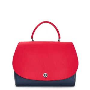 briffani jut interchangeable flap satchel - hot denim
