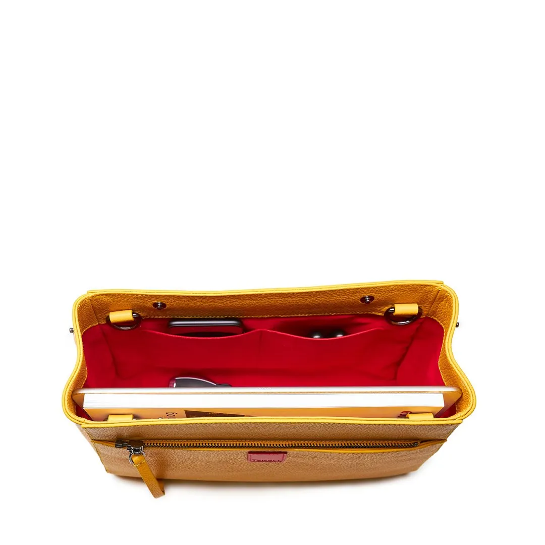 briffani lean interchangeable quilted closure tote - maize with gold