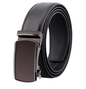 Brown Dot Mens Adjustable Ratchet Slide Buckle Belt - Genuine Leather Automatic Belt with No Holes