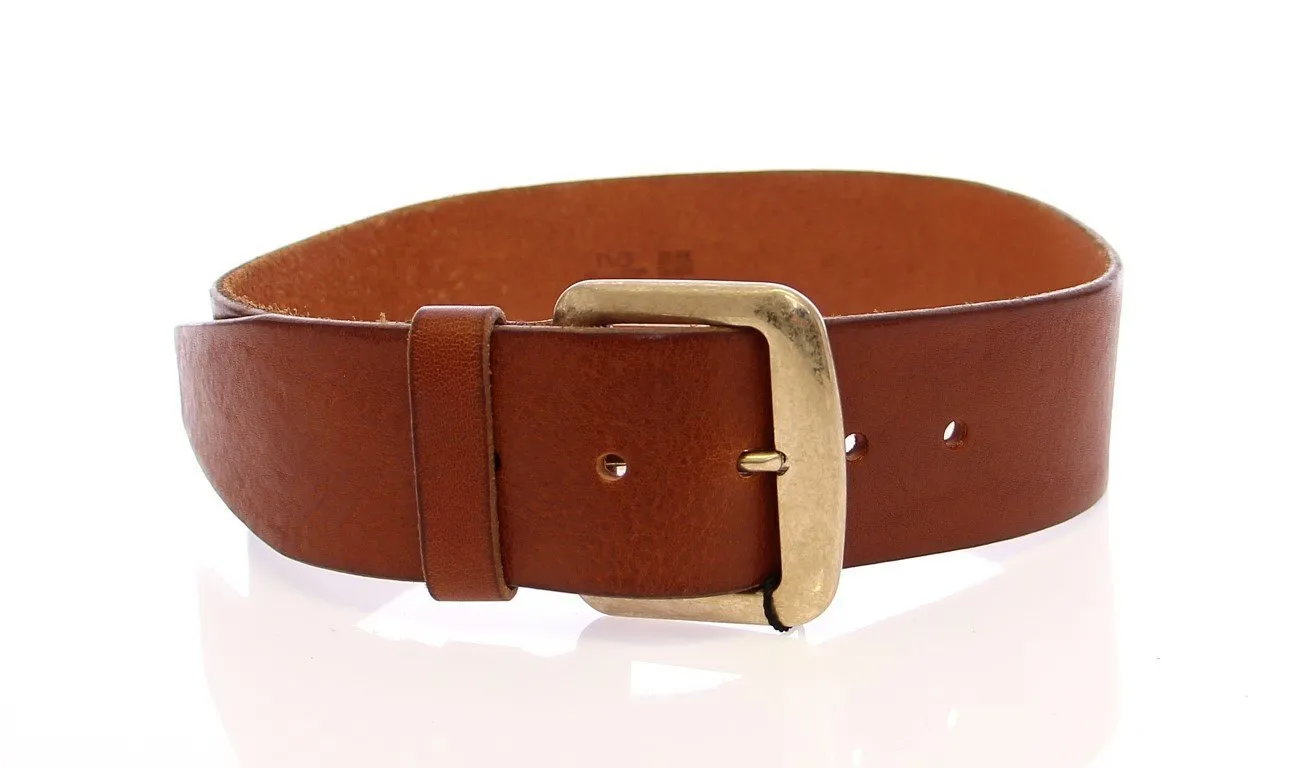 Brown Leather Logo Belt