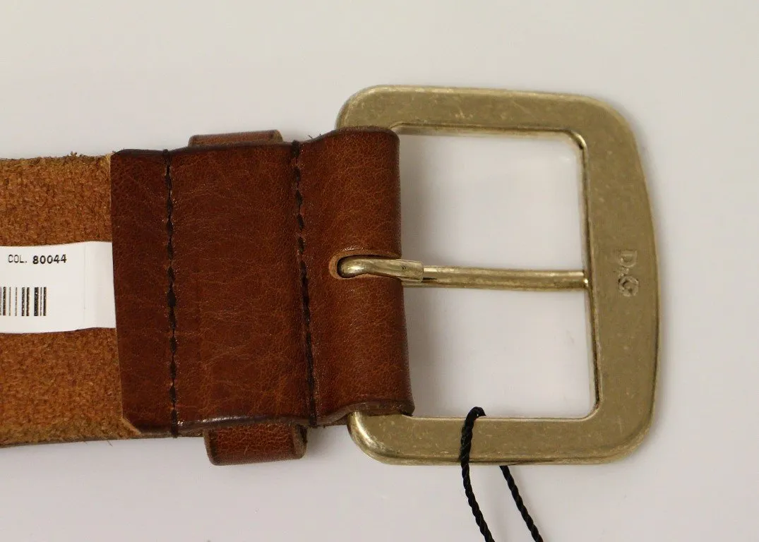 Brown Leather Logo Belt