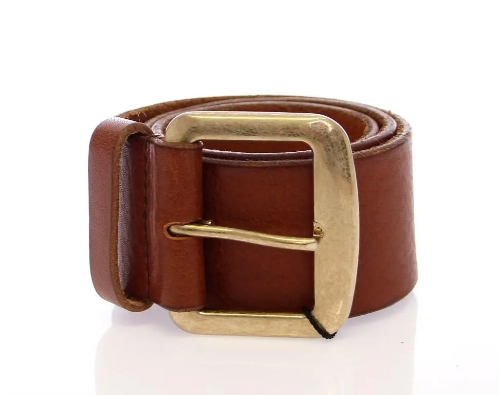 Brown Leather Logo Belt
