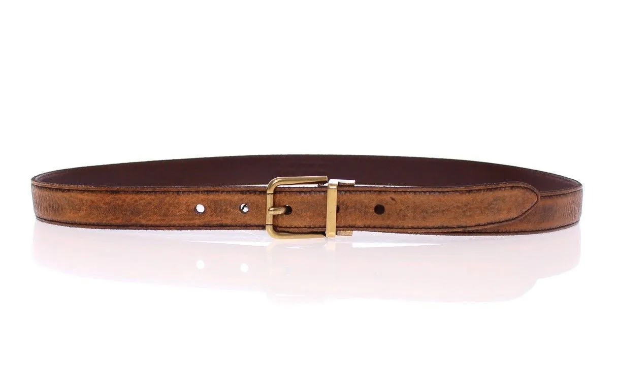Brown Leather Logo Belt