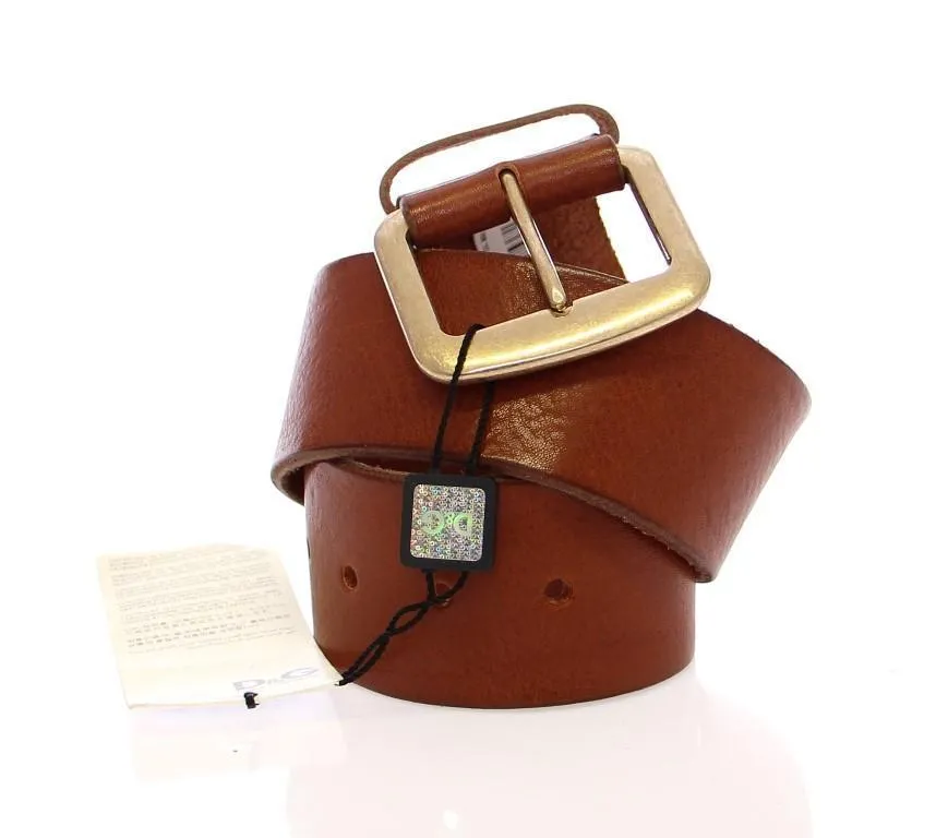 Brown Leather Logo Belt
