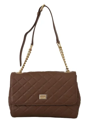 Brown Quilted Leather Hand Shoulder Satchel Purse