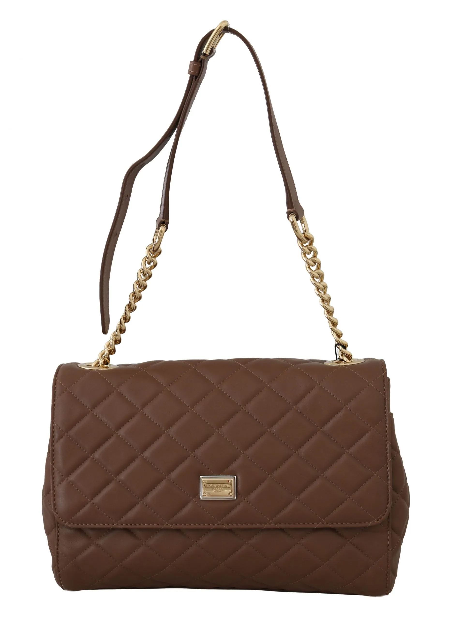 Brown Quilted Leather Hand Shoulder Satchel Purse