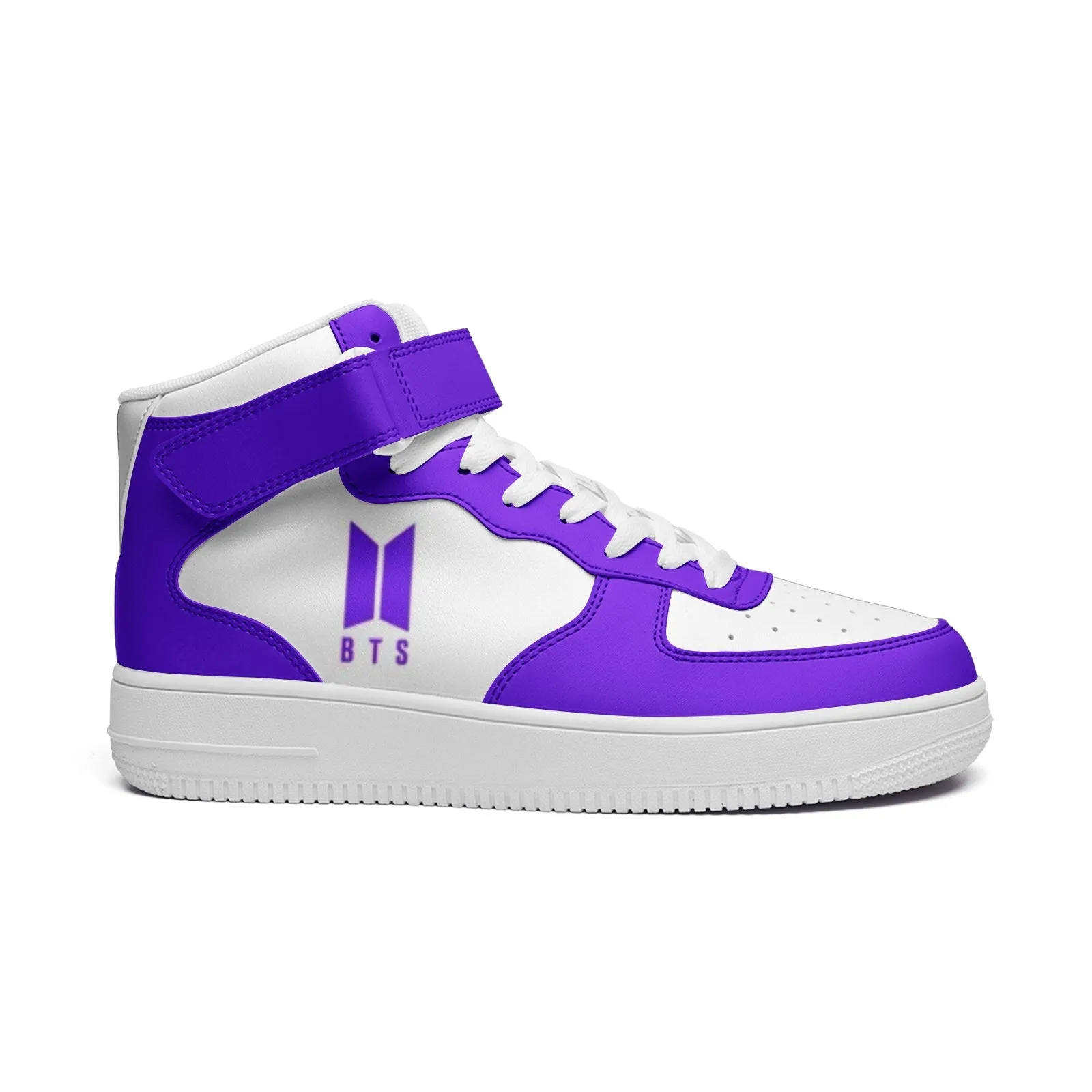 BTS Logo High Top Leather Sneakers - Purple