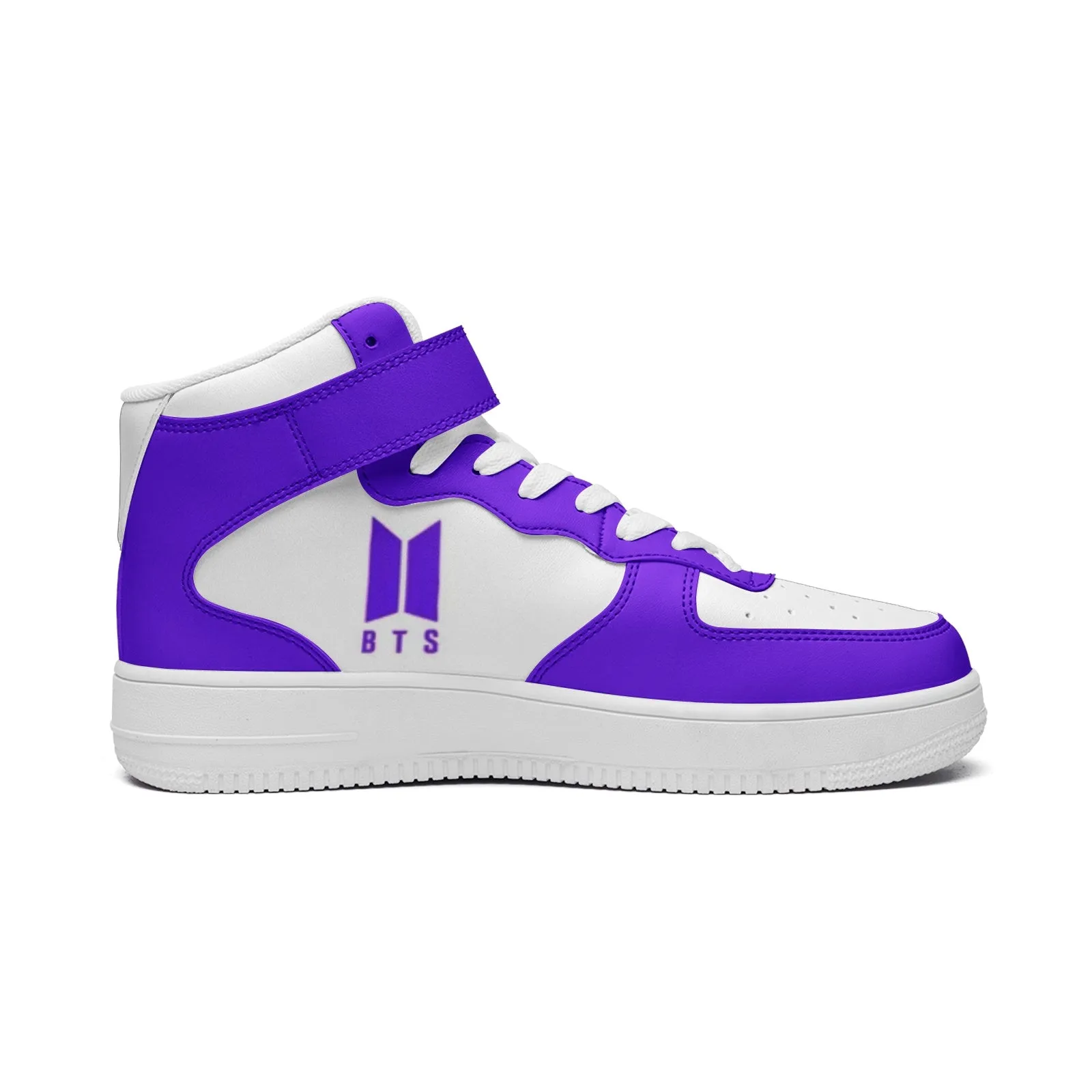 BTS Logo High Top Leather Sneakers - Purple