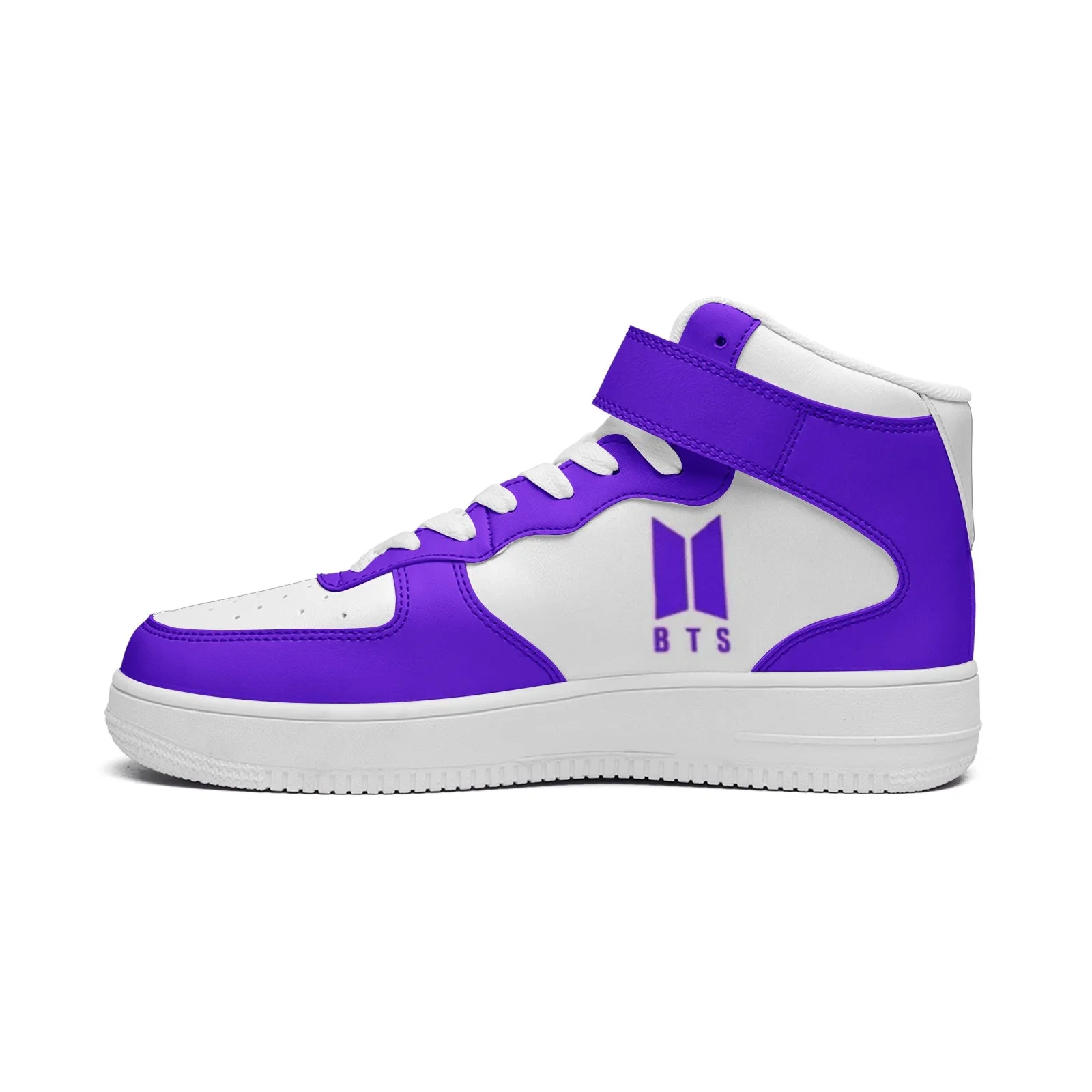 BTS Logo High Top Leather Sneakers - Purple