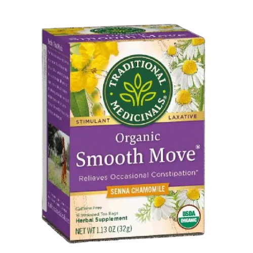 [Bundle Of 4] Traditional Medicinals Organic Smooth Move Senna Chamomile Tea, 16 bags  Exp: