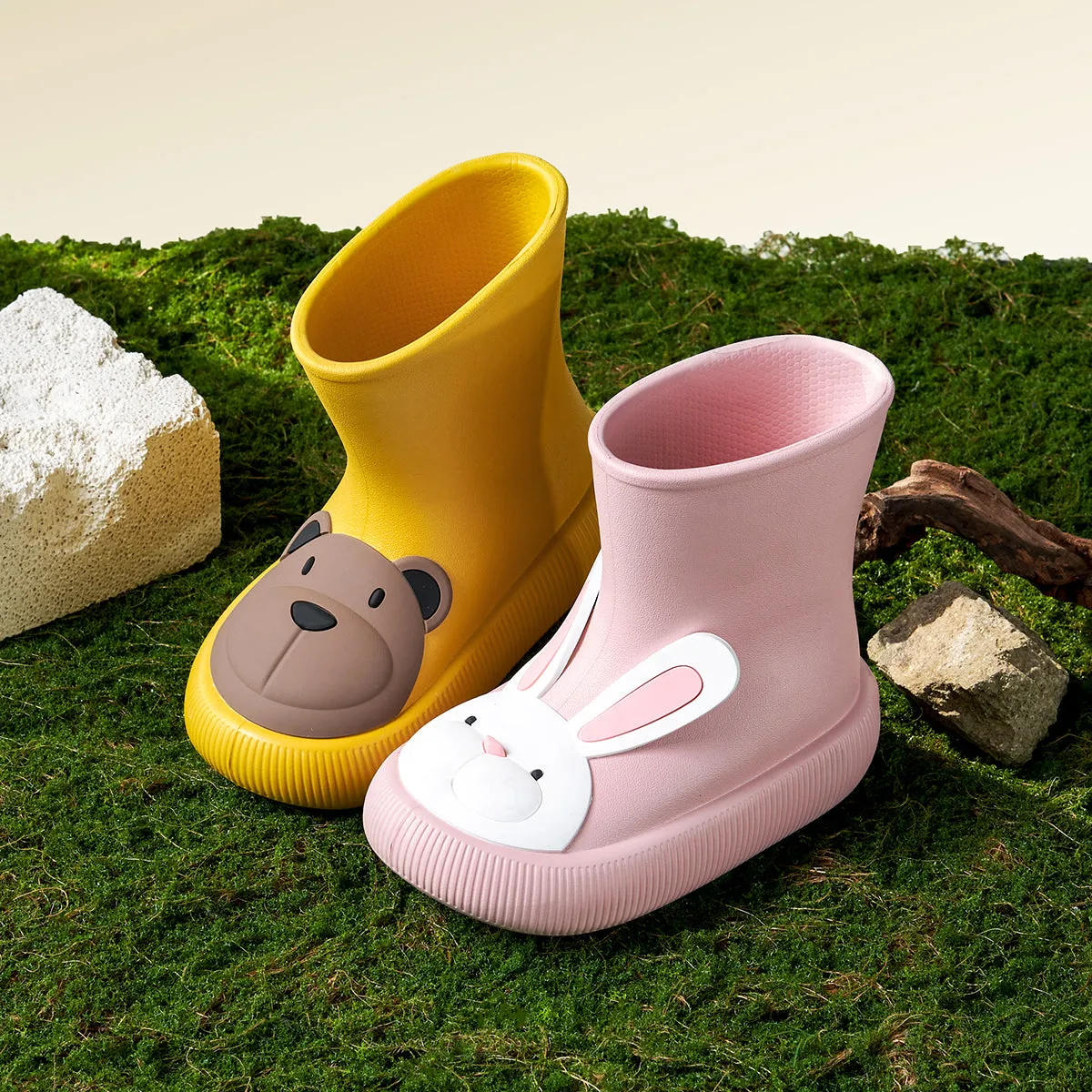 Bunny Paw Children's EVA Boots - Adorable Bear and Bunny Designs, Waterproof, Available in Yellow and Pink, Non-Slip Sole, Lightweight EVA Material - Perfect for Outdoor Adventures, Rainy Days, and Playtime in Any Weather