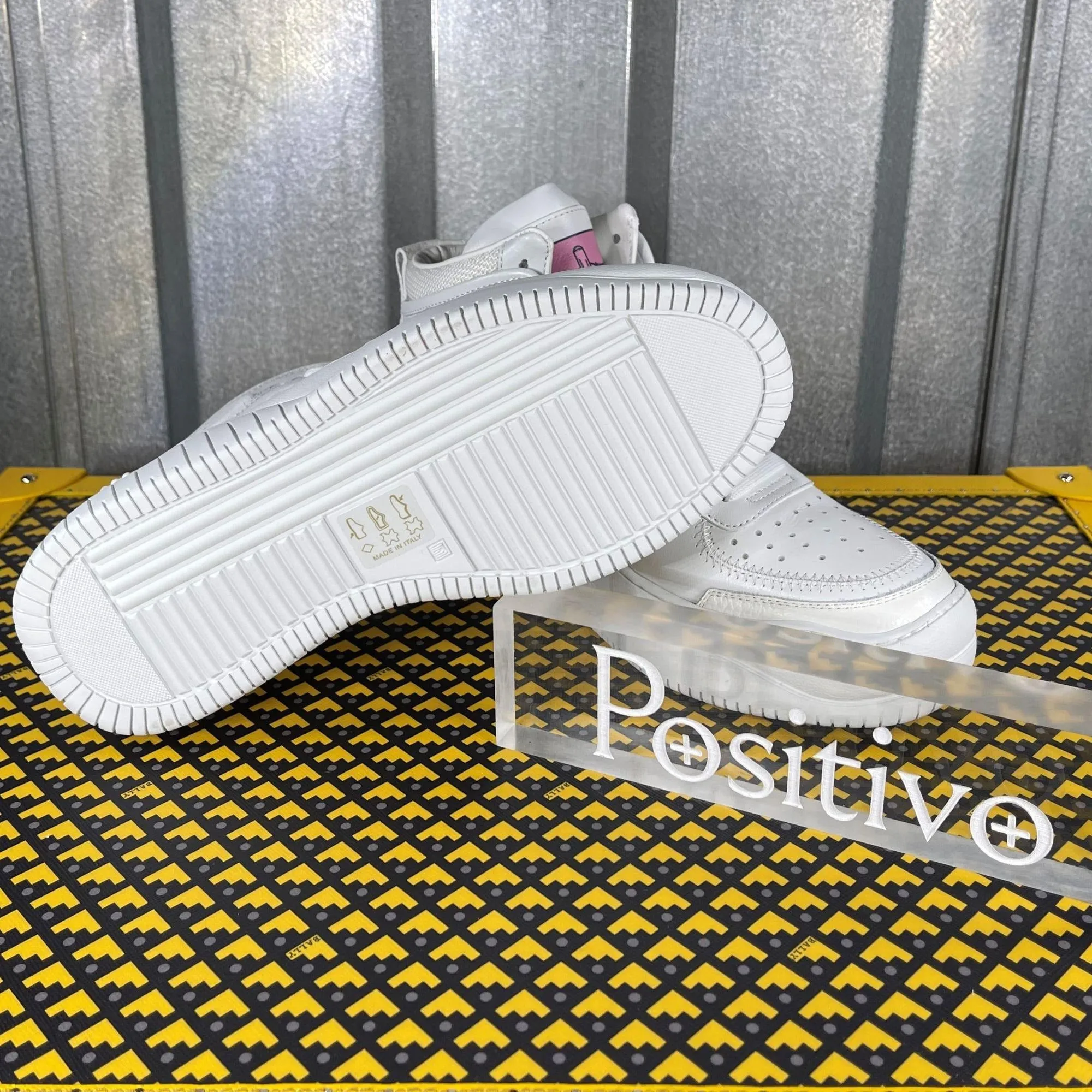 Buscemi Basket White/Pink Leather High Top Sneakers