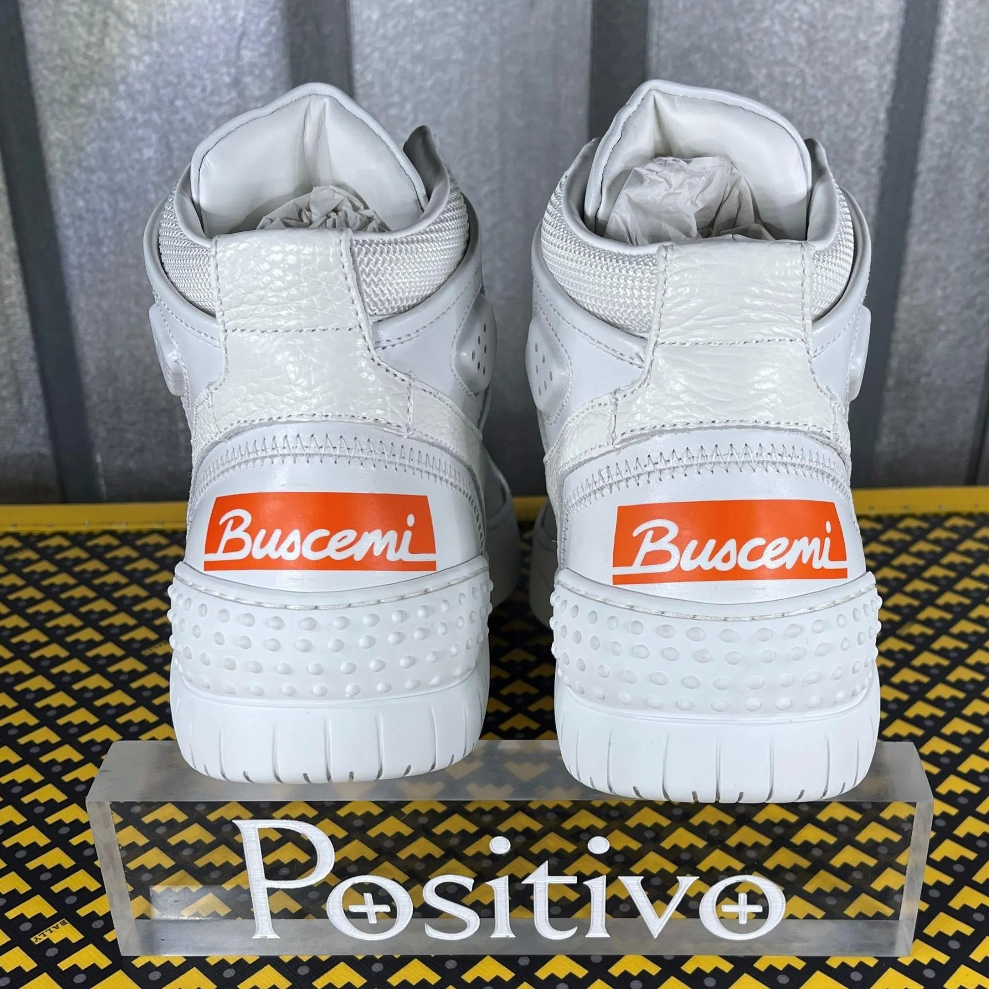 Buscemi Basket White/Pink Leather High Top Sneakers