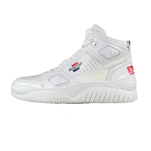 Buscemi Men's Basket White/Gold Leather Sneakers