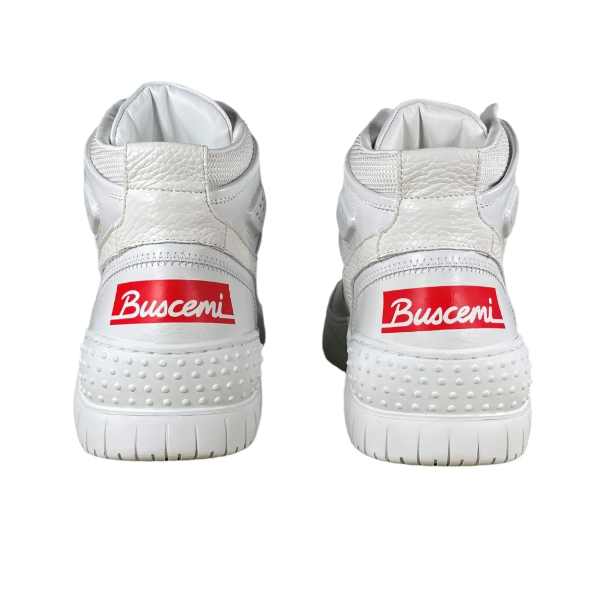Buscemi Men's Basket White/Gold Leather Sneakers