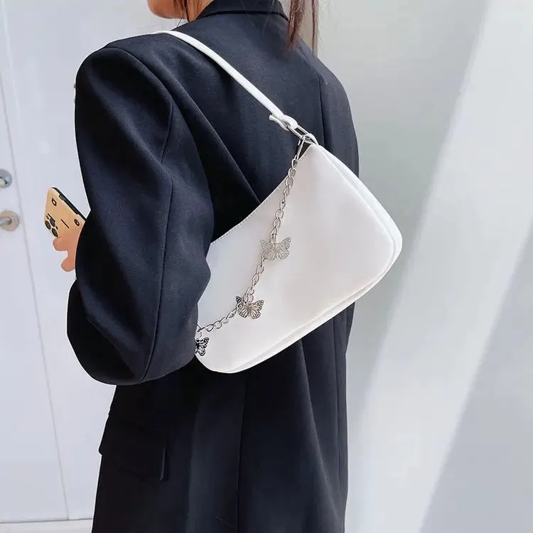 Butterfly Chain PU Leather Travel Shoulder Bag